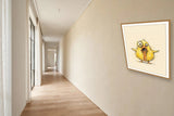 The same wordless print shown hanging on a wall — frame for display only, not included
