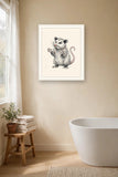 The same wordless print shown hanging on a wall — frame for display only, not included