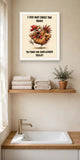 The same print shown hanging in a bathroom — frame for display only, not included