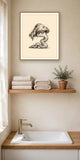The same wordless print shown hanging on a wall — frame for display only, not included