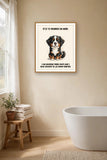 Lifestyle display mockup — frame not included. Unbothered Bernese Mountain Dog art print.