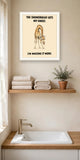 The same print shown hanging in a bathroom — frame for display only, not included