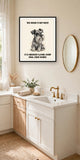 Lifestyle display mockup — frame not included. Judgmental Miniature Schnauzer art print.