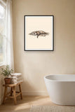 The same wordless print shown hanging on a wall — frame for display only, not included