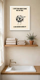The same print shown hanging in a bathroom — frame for display only, not included