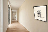The same wordless print shown hanging on a wall — frame for display only, not included
