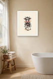 The same wordless print shown hanging on a wall — frame for display only, not included