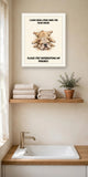 Lifestyle display mockup — frame not included. Exhausted English Bulldog art print.