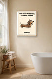 The same print shown hanging in a bathroom — frame for display only, not included