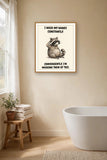 The same print shown hanging in a bathroom — frame for display only, not included