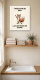 The same print shown hanging in a bathroom — frame for display only, not included