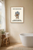 Lifestyle display mockup — frame not included. Furious Yorkshire Terrier art print.