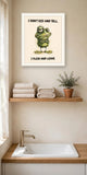 The same print shown hanging in a bathroom — frame for display only, not included