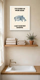 The same print shown hanging in a bathroom — frame for display only, not included