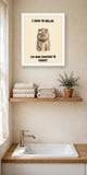 The same print shown hanging in a bathroom — frame for display only, not included