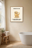 Lifestyle display mockup — frame not included. Smug Golden Retriever art print.