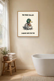 The same print shown hanging in a bathroom — frame for display only, not included