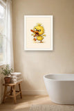 The same wordless print shown hanging on a wall — frame for display only, not included