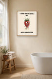 The same print shown hanging in a bathroom — frame for display only, not included