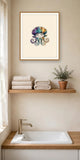 The same wordless print shown hanging on a wall — frame for display only, not included
