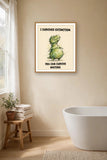The same print shown hanging in a bathroom — frame for display only, not included