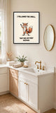 The same print shown hanging in a bathroom — frame for display only, not included