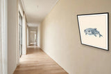 The same wordless print shown hanging on a wall — frame for display only, not included