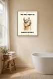 The same print shown hanging in a bathroom — frame for display only, not included